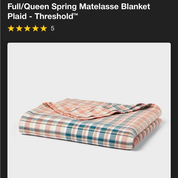 NWT Full/Queen Spring Matelasse Blanket
Plaid - Threshold - Picture 4 of 4